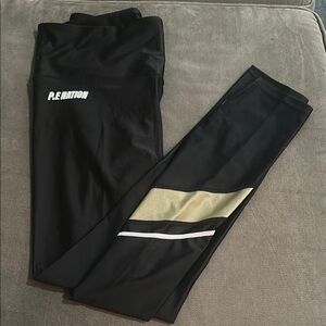 P.E Nation Black and Gold Leggings